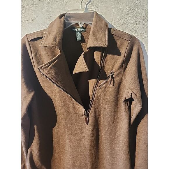Ralph Lauren Sweatshirt Brown Dress Brown Cotton Poly Blend Extra Small XS - Picture 3 of 6